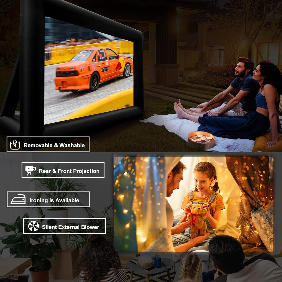 Inflatable Projector Screen with Air Blower and Carry Bag A640