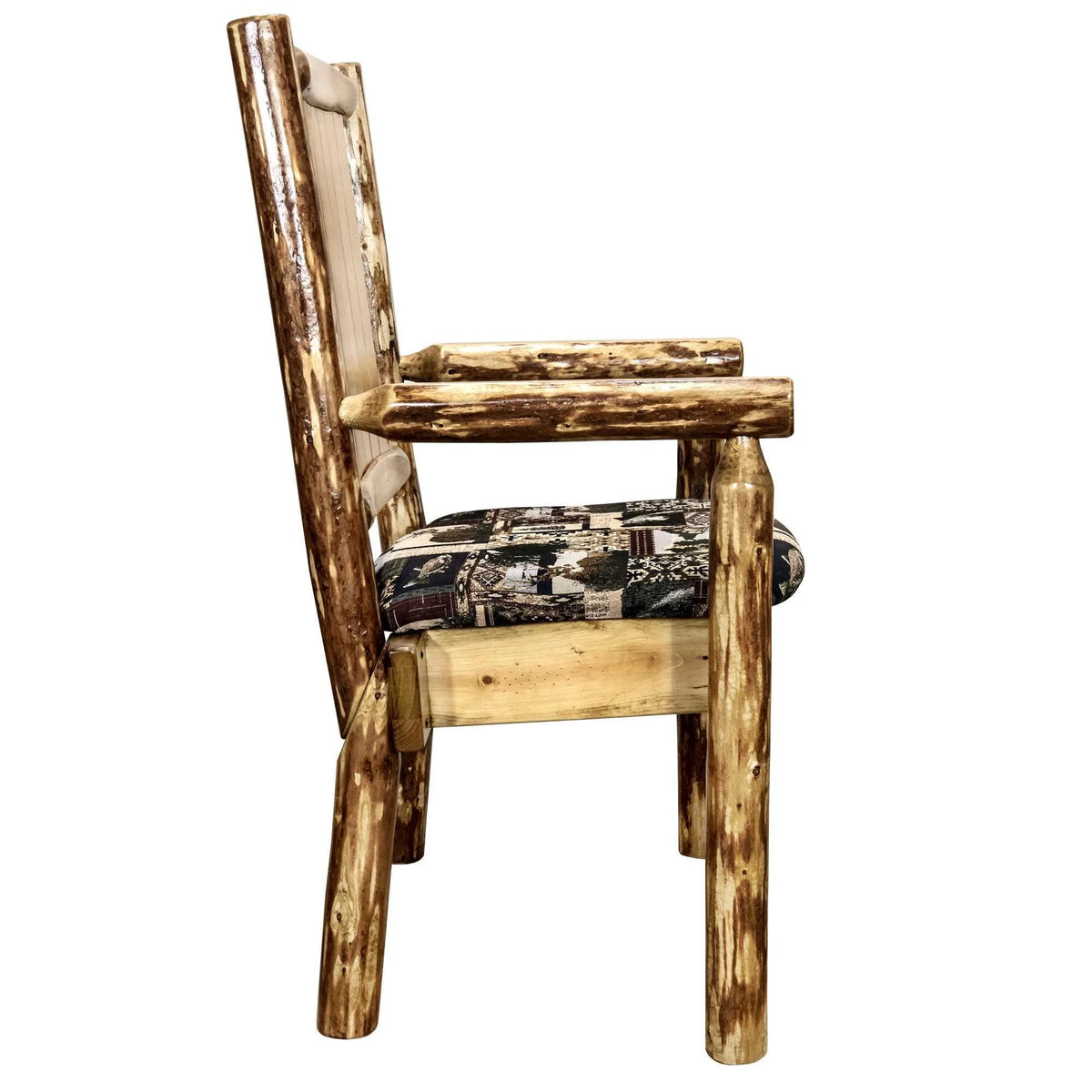 Woodland Upholstery Laser Engraved Elk Design Captain's Chair A4366