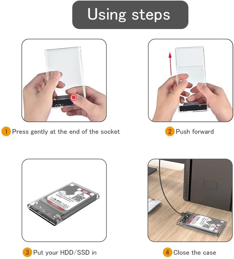 2.5 External Hard Drive Enclosure, SATA to USB 3.1 Tool-Free Clear Case M581