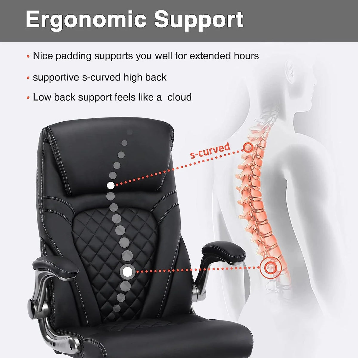 Black Ergonomic Office Chair with Lumbar Support D647122