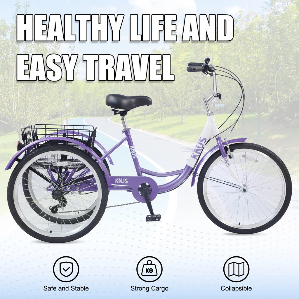 26 inch Single Speed Three Wheel Cruiser Bike with Large Basket B1334