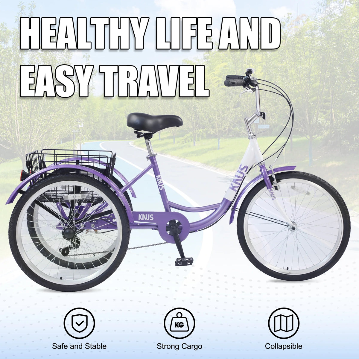 26 inch Single Speed Three Wheel Cruiser Bike with Large Basket B1334