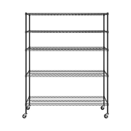 Black 5-Tier Solid Steel Wire Rack Storage Unit E47109