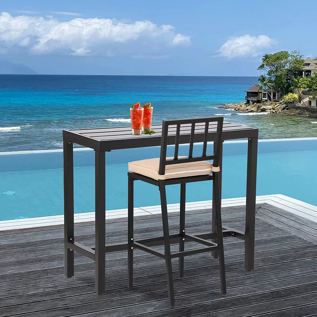 Black 40" Rectangle Outdoor Iron Bar Table I4401