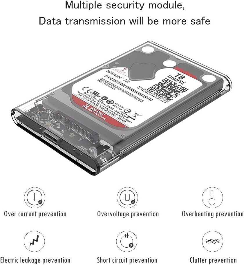 2.5 External Hard Drive Enclosure, SATA to USB 3.1 Tool-Free Clear Case M581