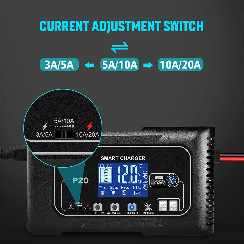 12V/24V Battery Charger with LCD Display W8939