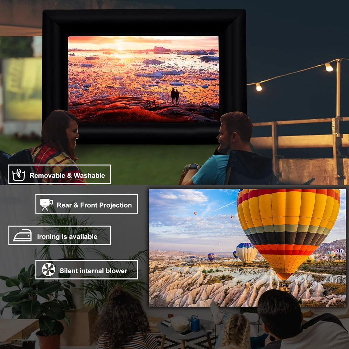 Inflatable Projector Screen with Air Blower and Carry Bag A640