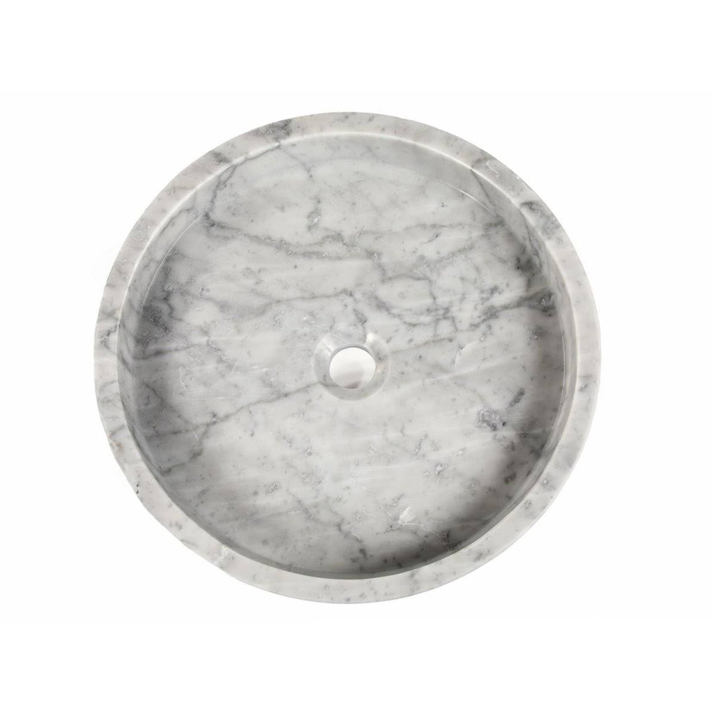 White Carrara Marble Round Vessel Sink A6530