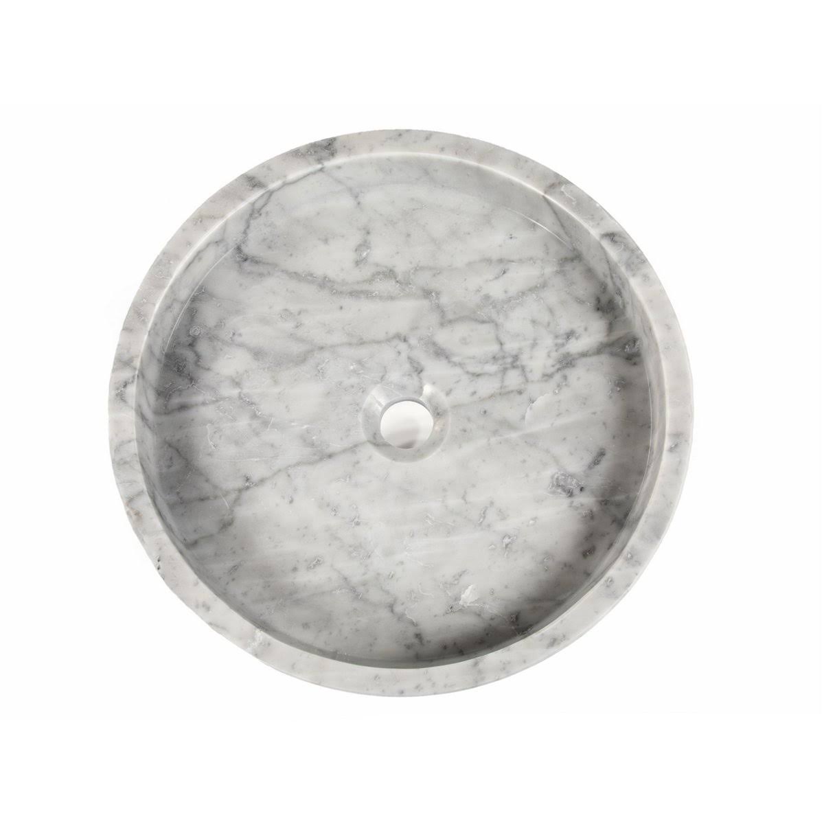 White Carrara Marble Round Vessel Sink A6530