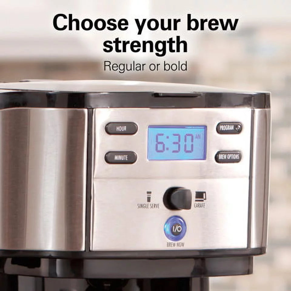 2-Way Coffee Maker, Single-Serve or 12 Cups, Glass Carafe, Black B807501