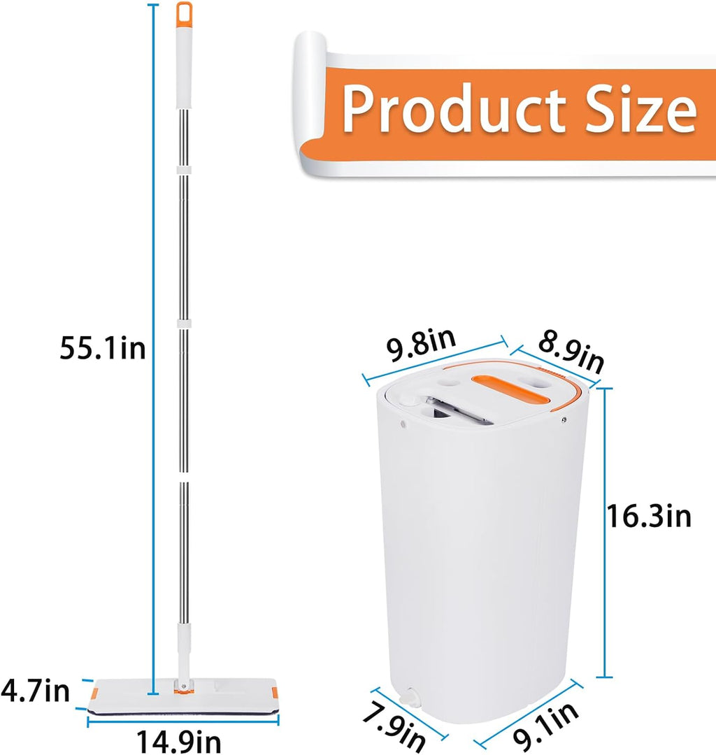 Mop and Bucket with Wringer Set with 2 Reusable Microfiber Mop Pads G4379