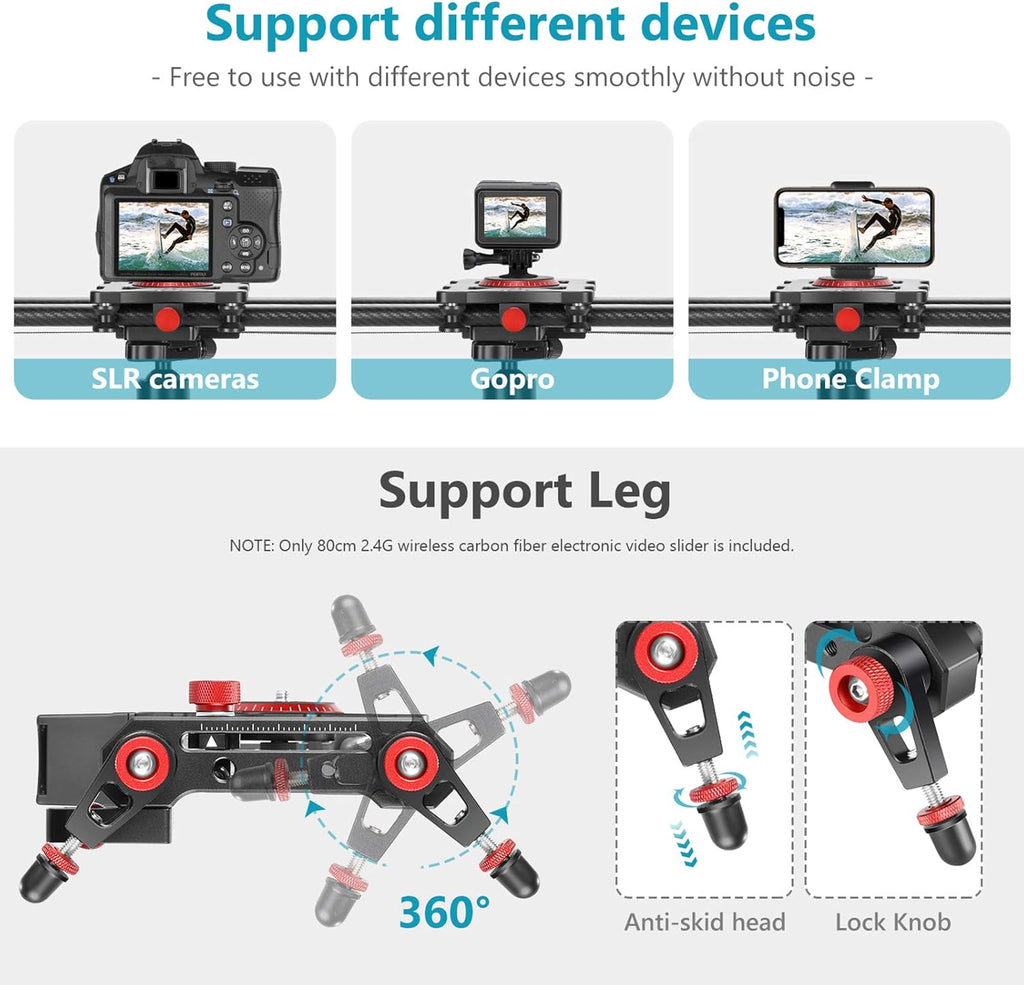 Motorized Camera Slider, 31.5-inch Carbon Fiber Track Rail, Load up to 22 lbs Z495