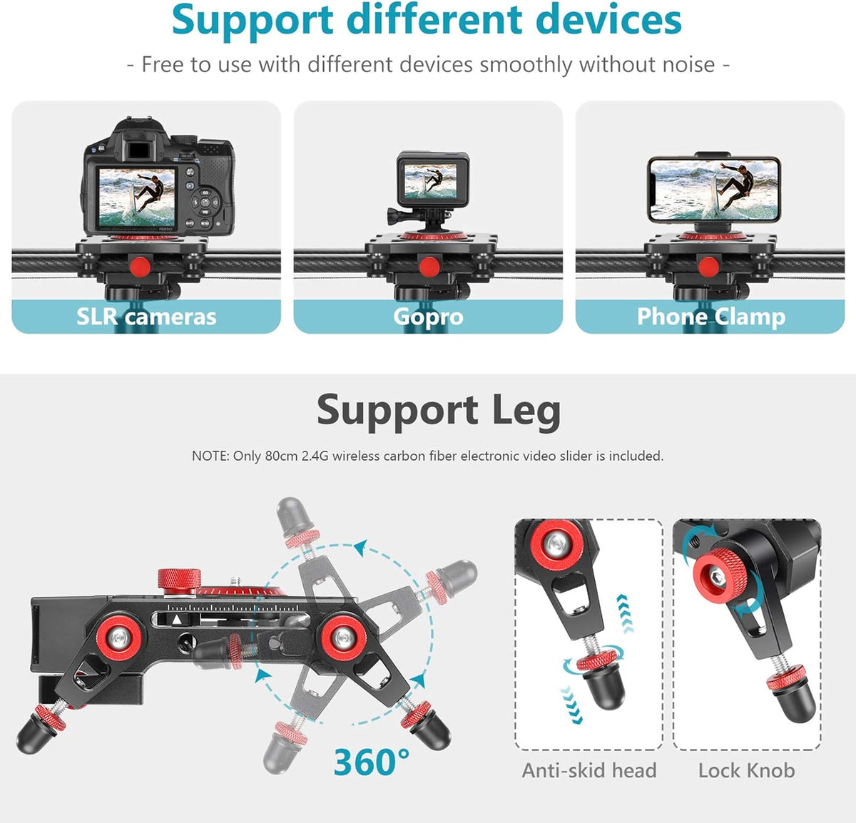 Motorized Camera Slider, 31.5-inch Carbon Fiber Track Rail, Load up to 22 lbs Z495