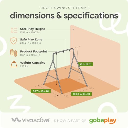 6.7’ x 8.4’ Single Swing Set Frame with 39” Round Platform Tree Swing D329756