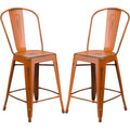 Distressed Orange Metal Counter Height Stool Z916997