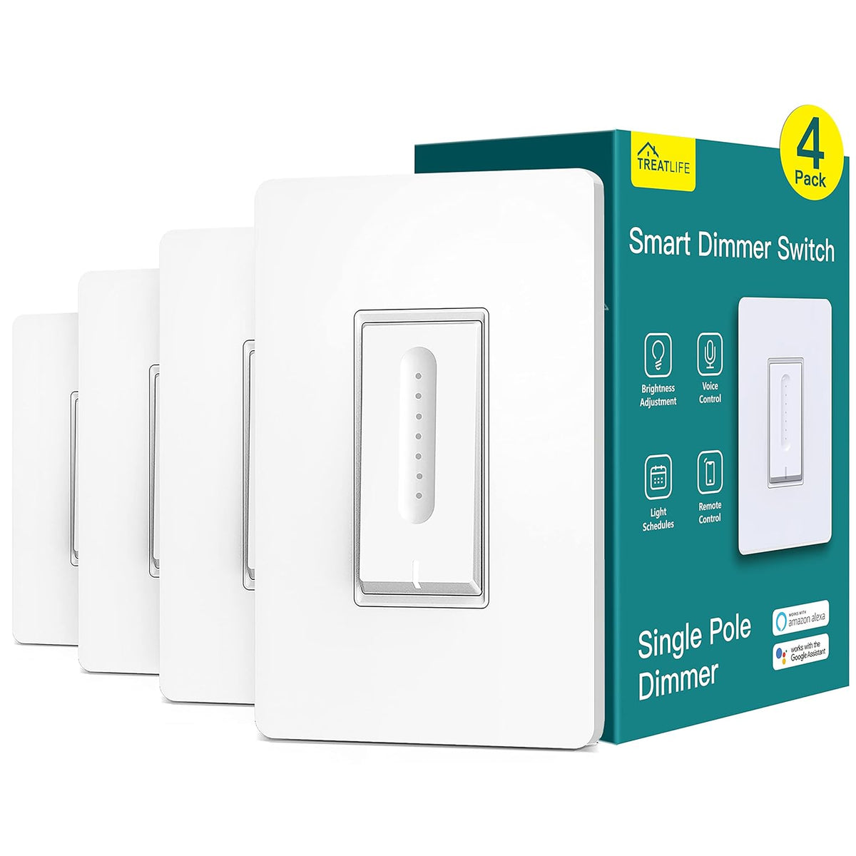 Smart Dimmer Switch 4 Pack, WiFi Light Switch, Single-Pole V41390