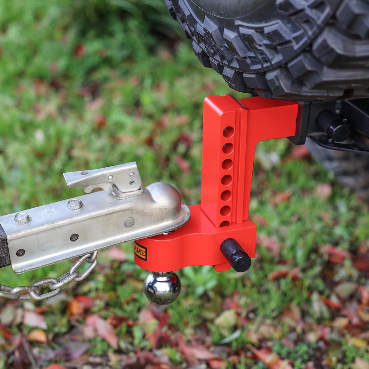 Adjustable Aluminum Trailer Hitch, Fits 2.5-Inch Receiver, 8-Inch Drop/Rise, 18,500 LBS GTW, Red E399