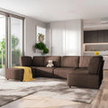 120"W Brown Linen Fabric Sectional Sofa A147962