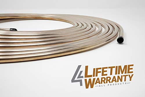 25 ft 1/4 Copper-Nickel Brake Line Tubing Coil and Fitting Kit T4595