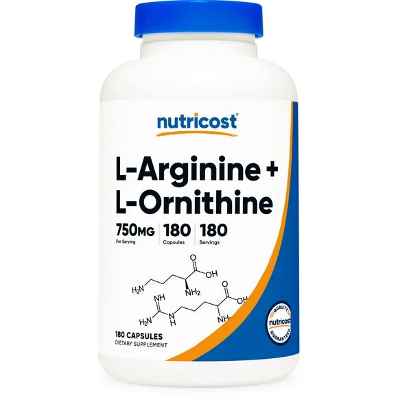 L-Arginine L-Ornithine 750mg 180 Capsules Supplement K28394