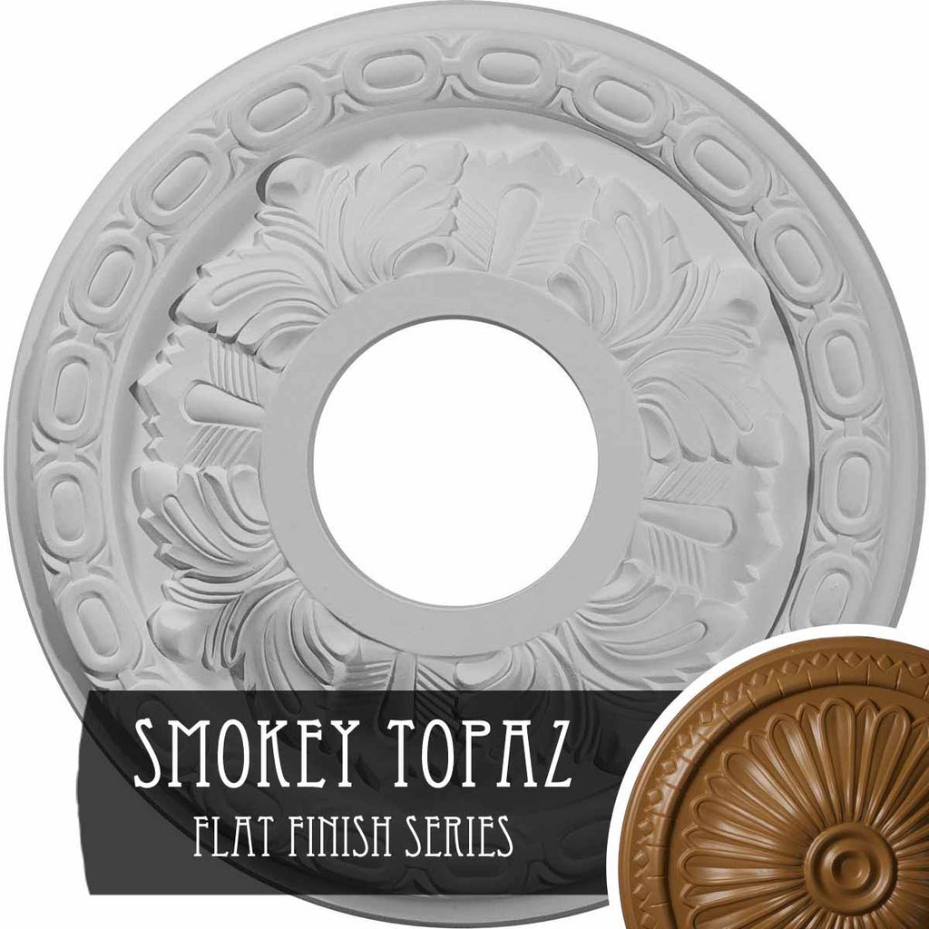 Leaf Ceiling Medallion Hand-Painted Smokey Topaz C379