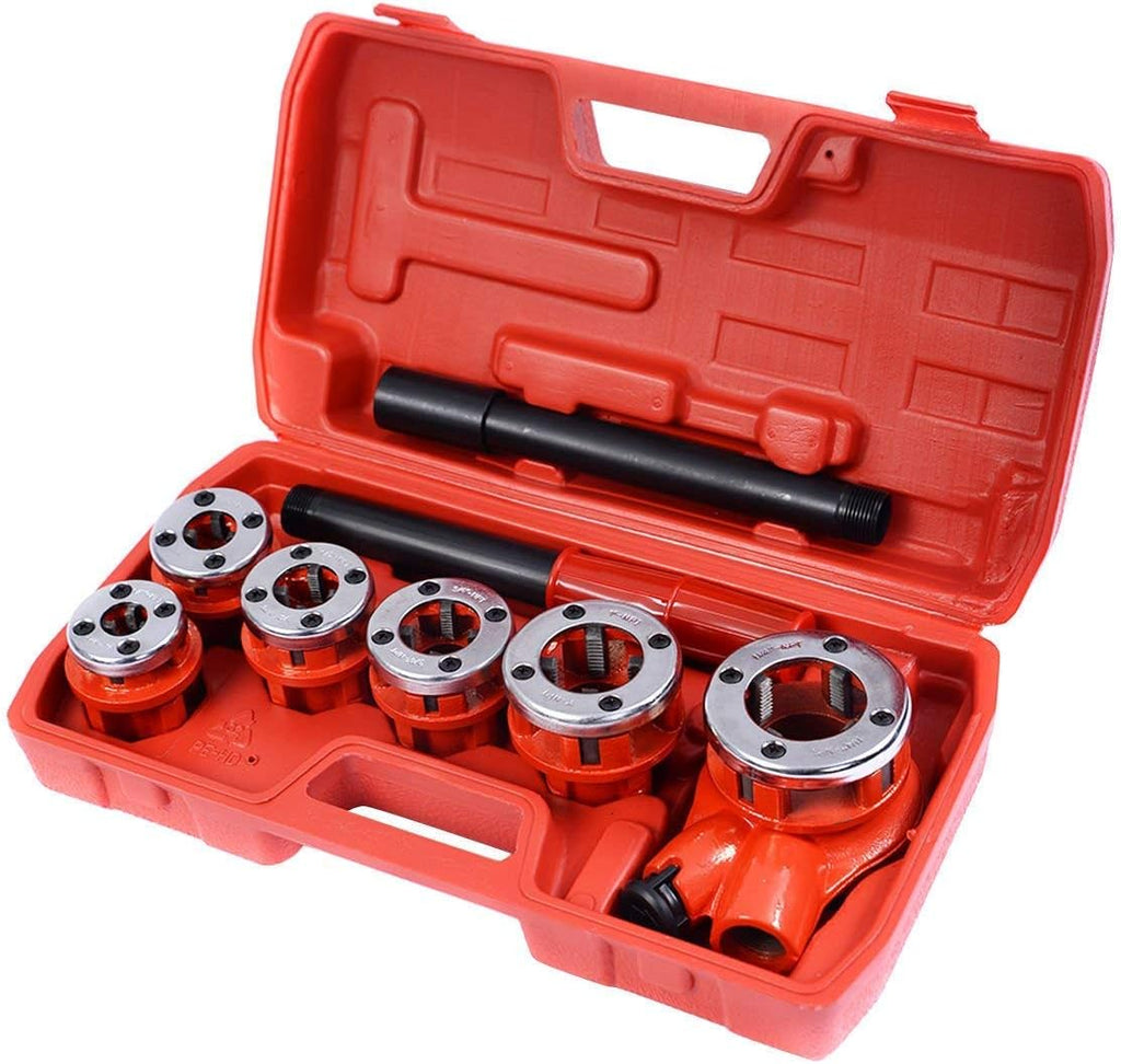Portable Ratchet Pipe Threader Kit Set with 6 Dies and Case R826290