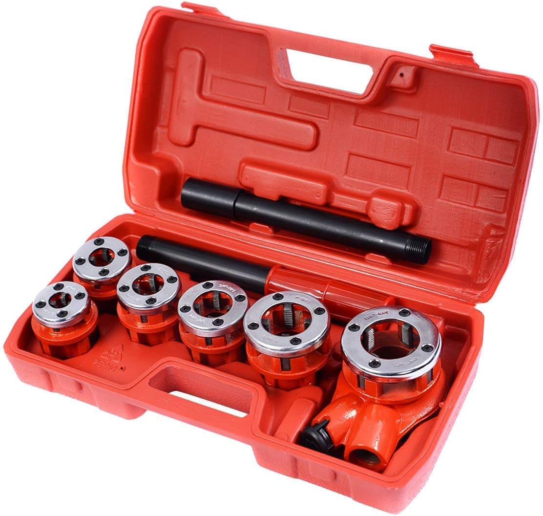 Portable Ratchet Pipe Threader Kit Set with 6 Dies and Case R826290