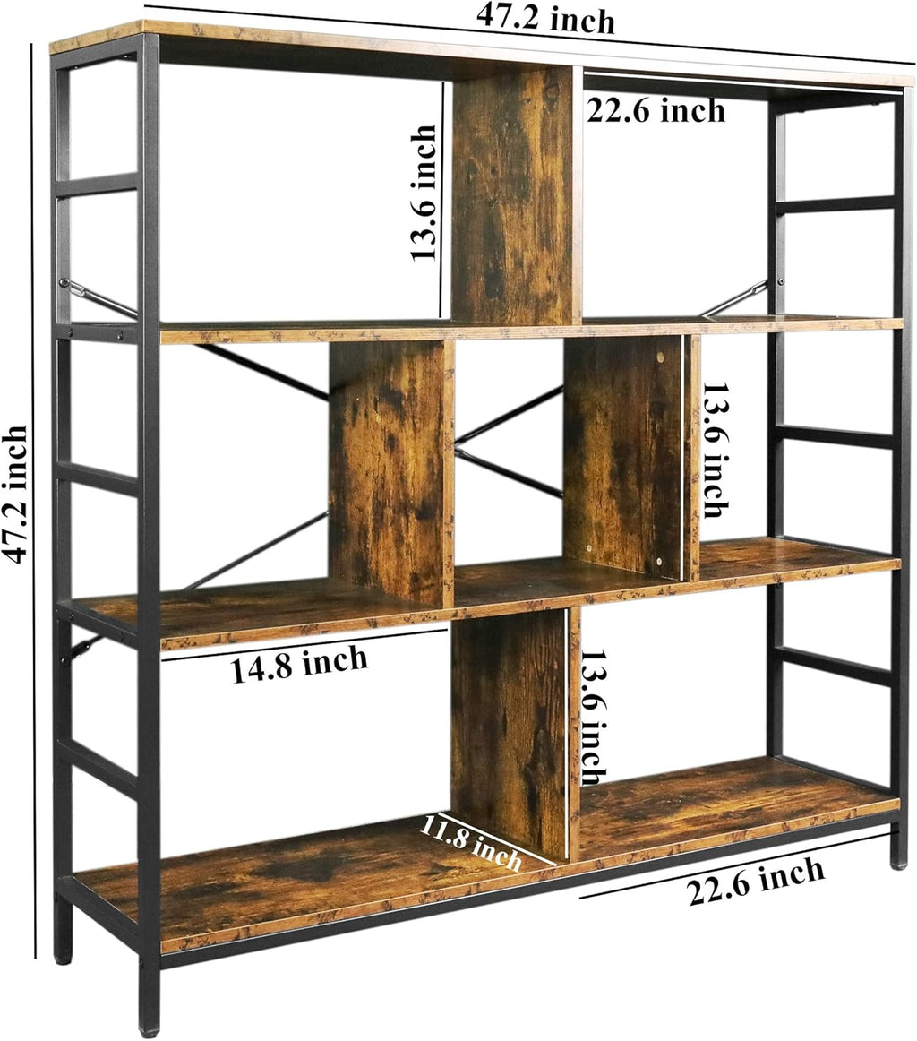 3-Tier Square Bookcase with 7 Open Storage Shelves H24355
