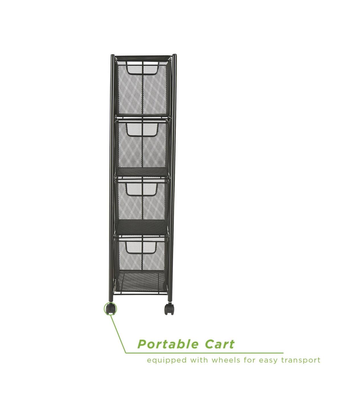 4 Drawer Rolling Mesh Metal Cart B198235