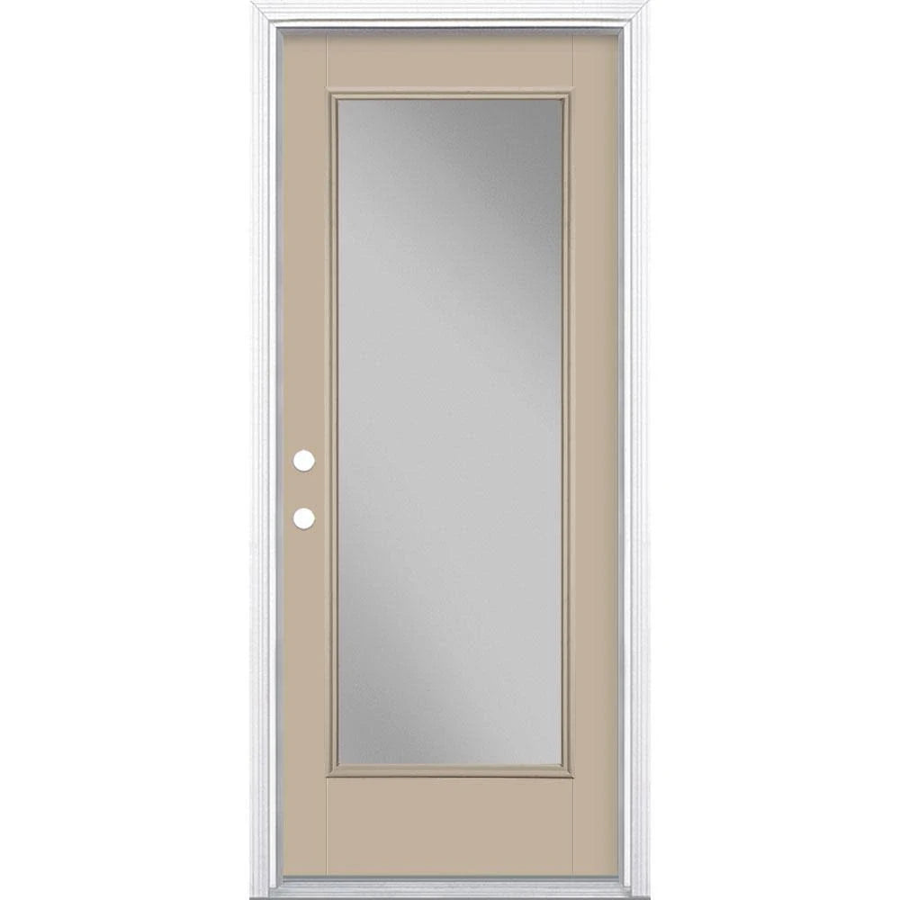 32 in. x 80 in. Full Lite Painted Smooth Fiberglass Prehung Front Door with Brickmold K987868