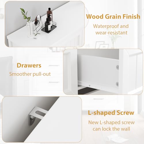 White & Brown 8 Drawer Wood Dresser F119