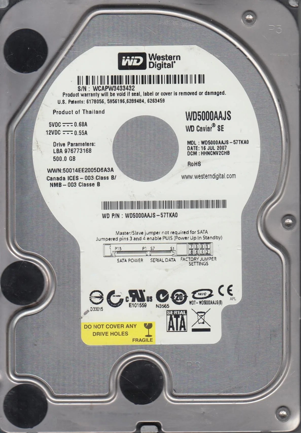 500GB SATA 3.5 Hard Drive M8021