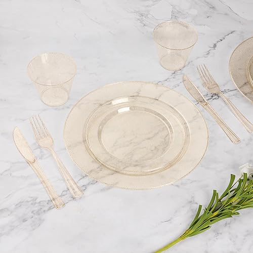350 Piece Silver Plastic Dinnerware Set for 50 Guests K58161
