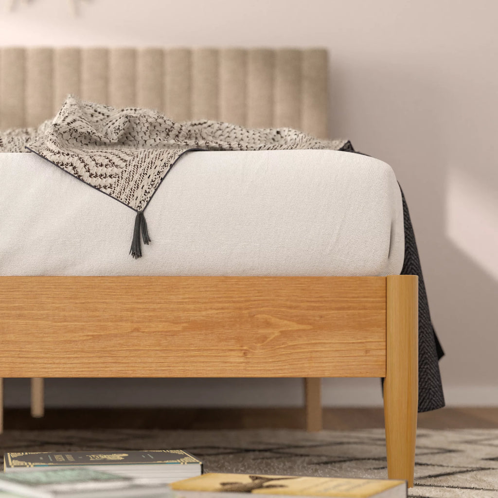 Queen Wood Platform Bed Frame with Upholstered Headboard Z9606