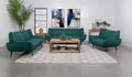 Teal Blue Black Fabric Metal Sofa Set N4765