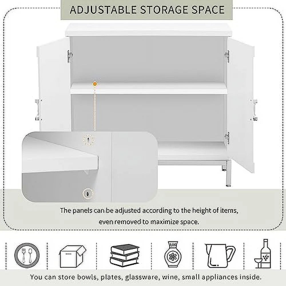 White Accent Cabinet with Metal Leg Frame L81952