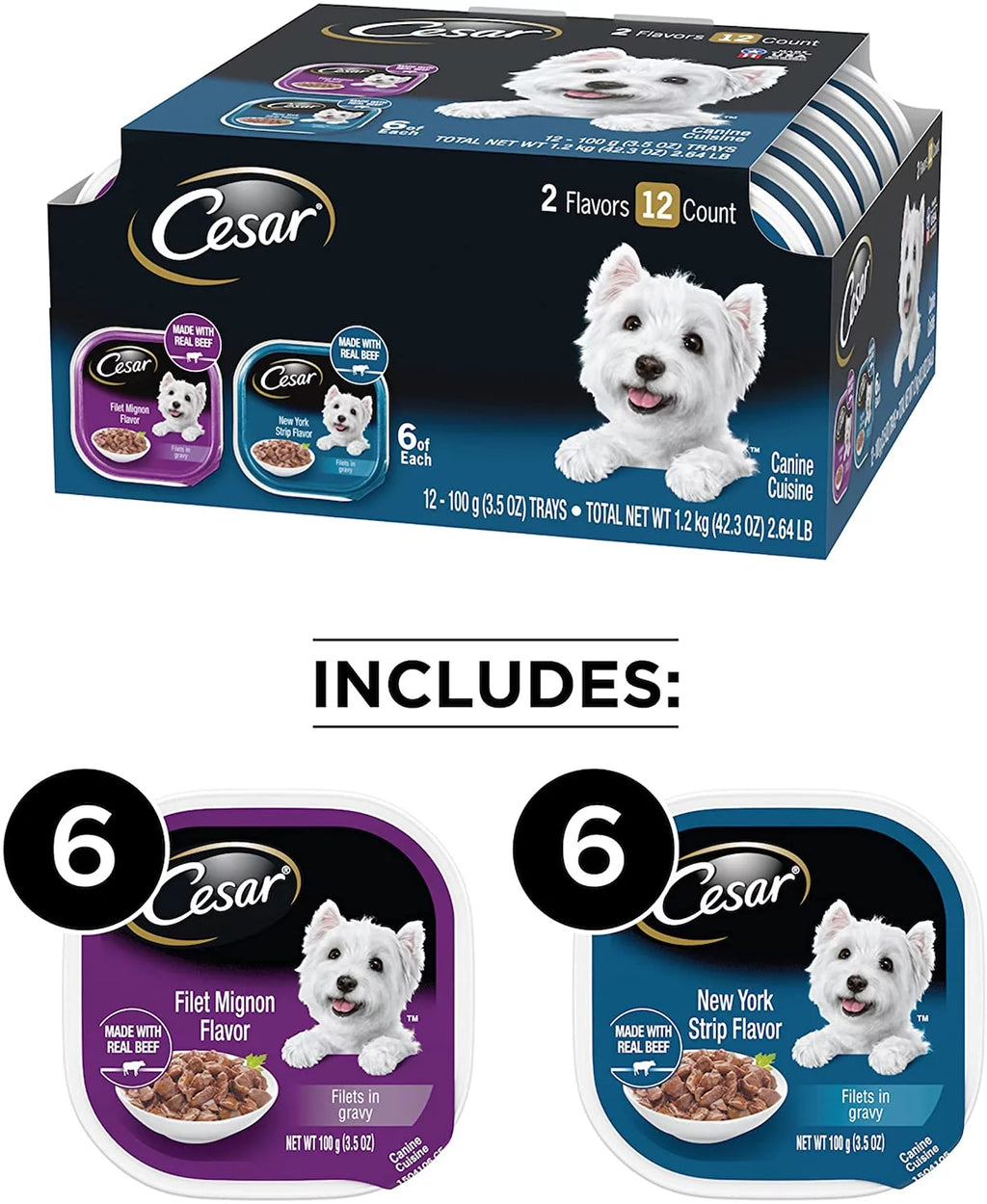 Adult Soft Wet Dog Food Filets in Gravy Variety Pack, 12 3.5 oz Trays Y251