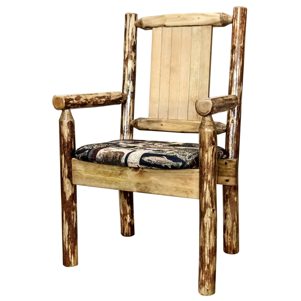 Woodland Upholstery Laser Engraved Elk Design Captain's Chair A4366
