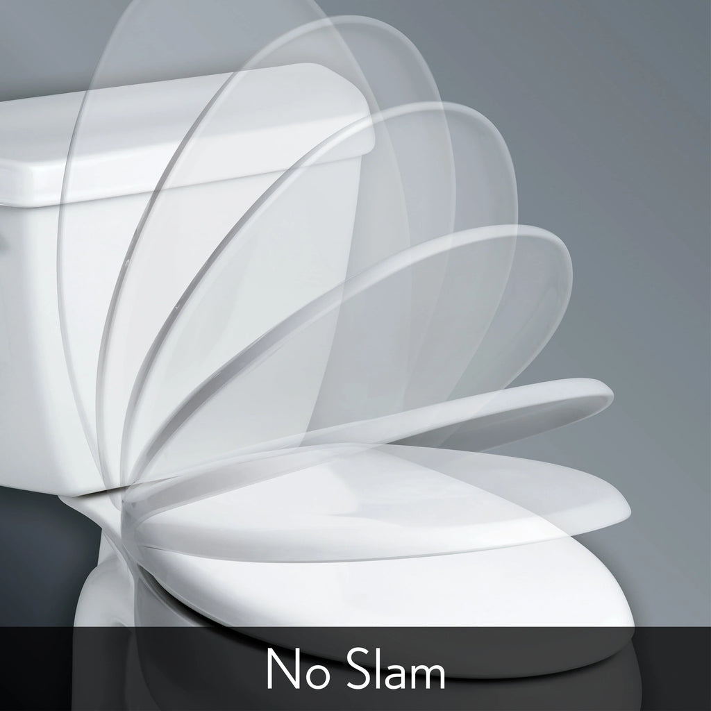 Slow Close Round Enameled Wood Toilet Seat in White P38018