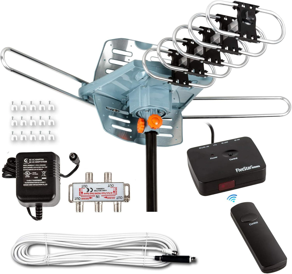 HDTV Antenna Amplified Digital Outdoor Antenna 150 Miles Range with 40FT RG6 Coax Cable P6298