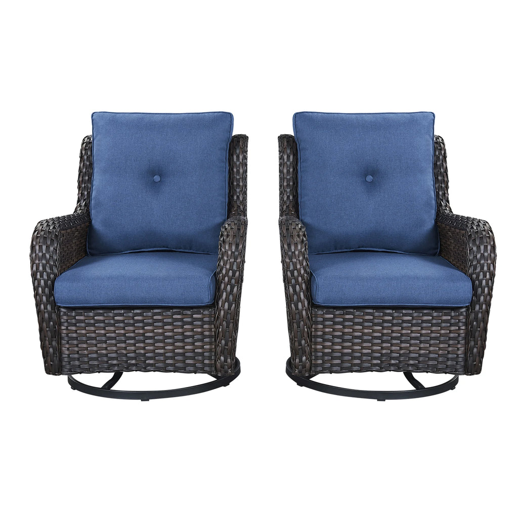 Blue 7Pcs Outdoor Rattan Patio Furniture Set with Cushion R857