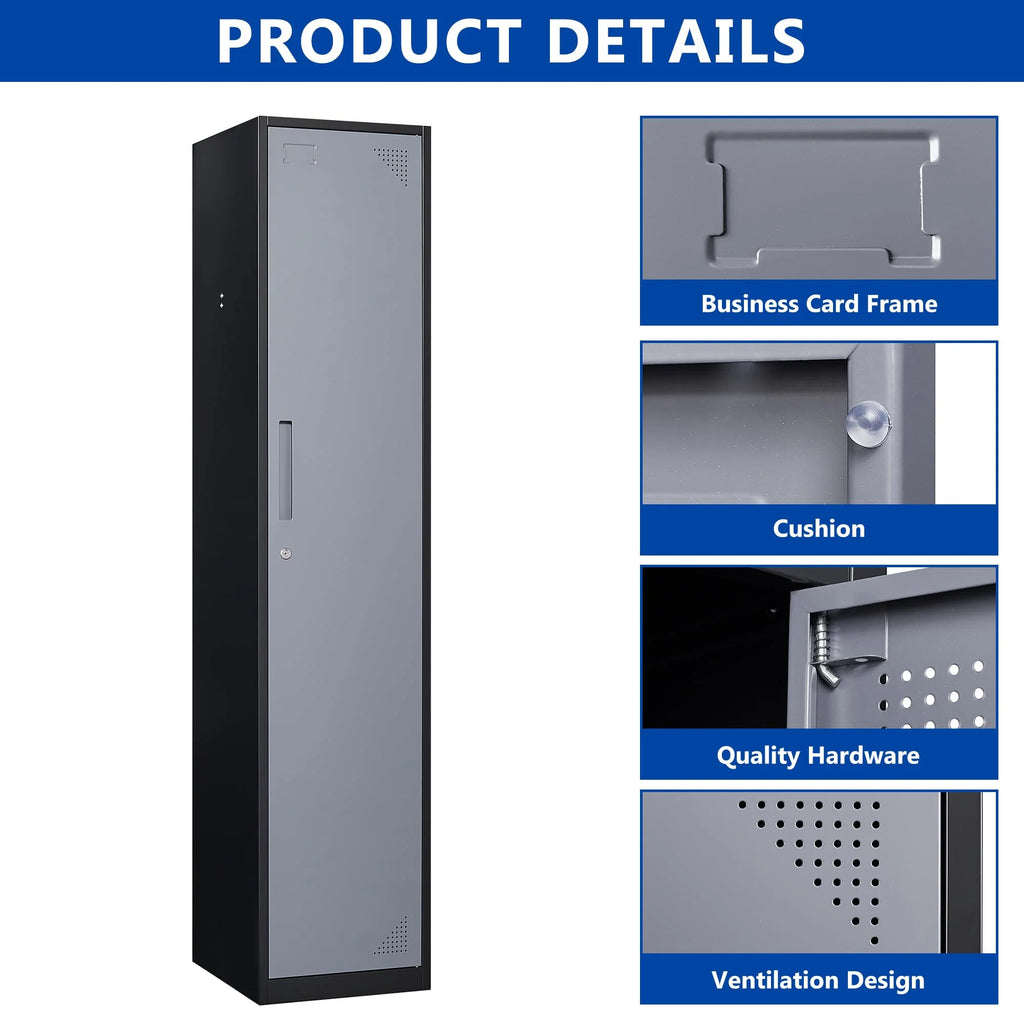 71" Gray Steel Storage Cabinet with Door K992