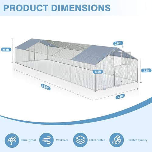 Metal Chicken Coop with Waterproof UV Protection Cover P1580