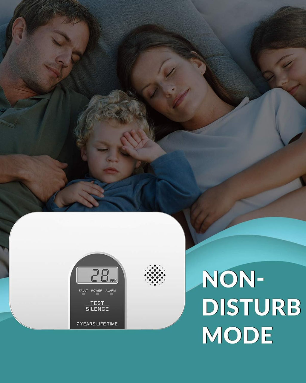 Carbon Monoxide Alarm Detector with LCD Digital Display, 4 Packs W6913
