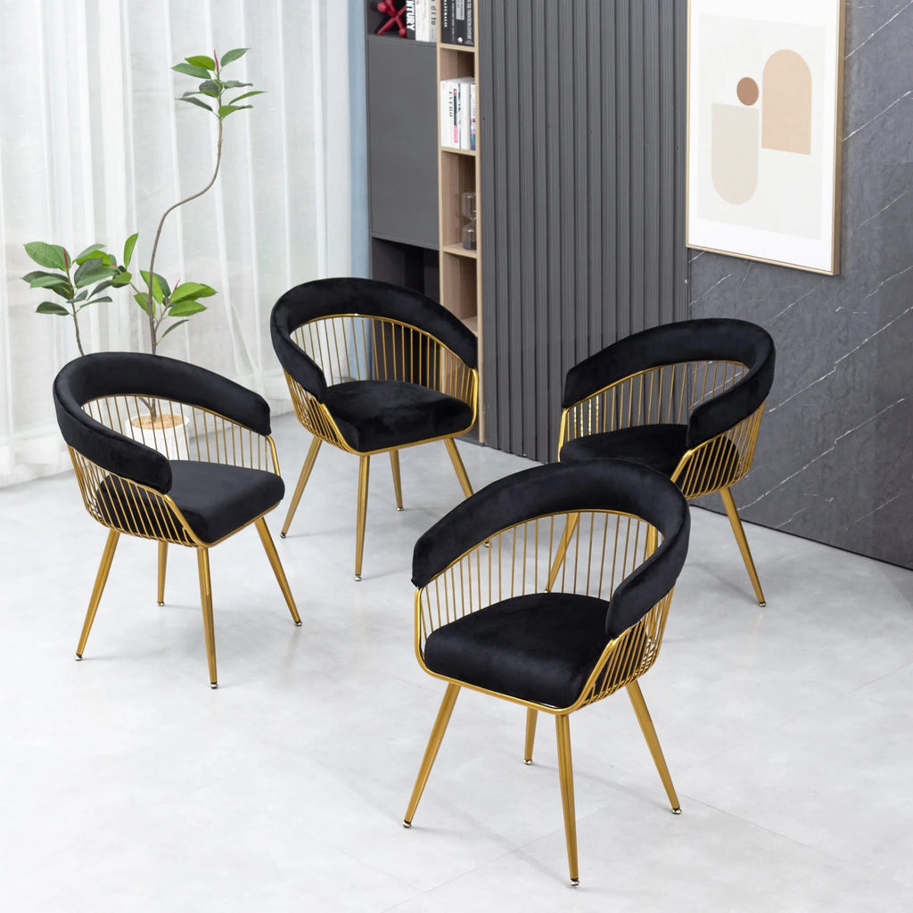 Set of 2 Black Velvet Dining Chairs A2590