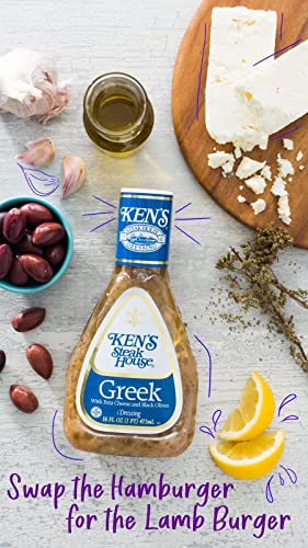 Greek Dressing with Feta Cheese & Black Olives, 16 FL OZ Bottle (Pack of 6) P36834