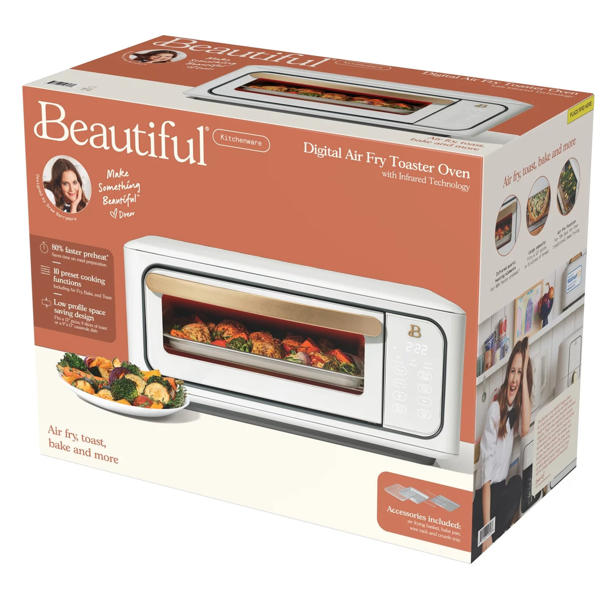 Infrared Air Fry Toaster Oven, 9-Slice, 1800 W, White S267836