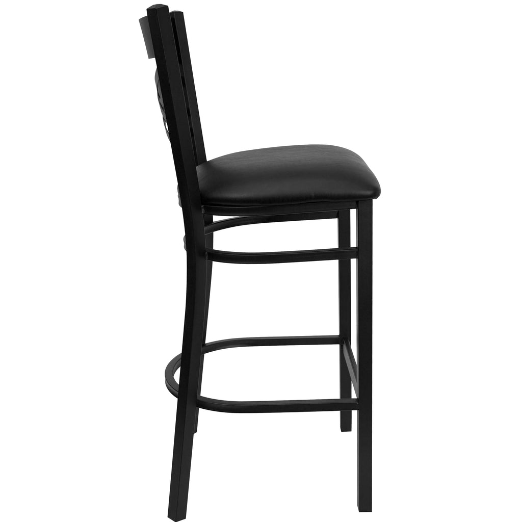 Black X Back Metal Barstool V693