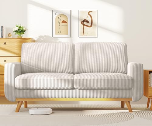 Light Grey Corduroy Loveseat Sofa O7951