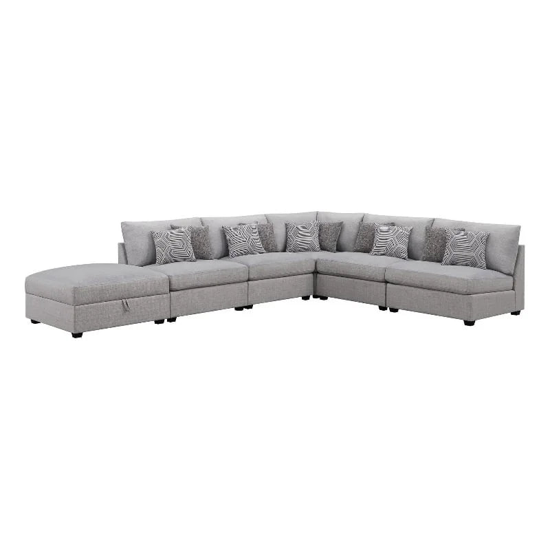 Gray 6-piece Fabric Upholstered Modular Sectional H4183